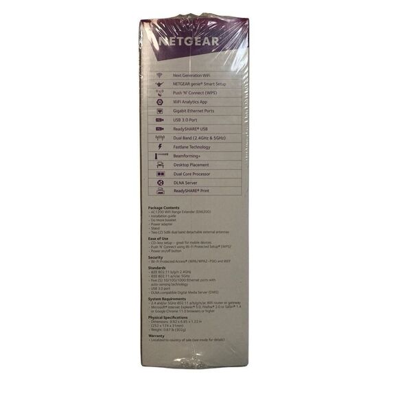 NETGEAR EX6200 Wireless WiFi Range Extender AC1200 Sealed NEW - Picture 6 of 6